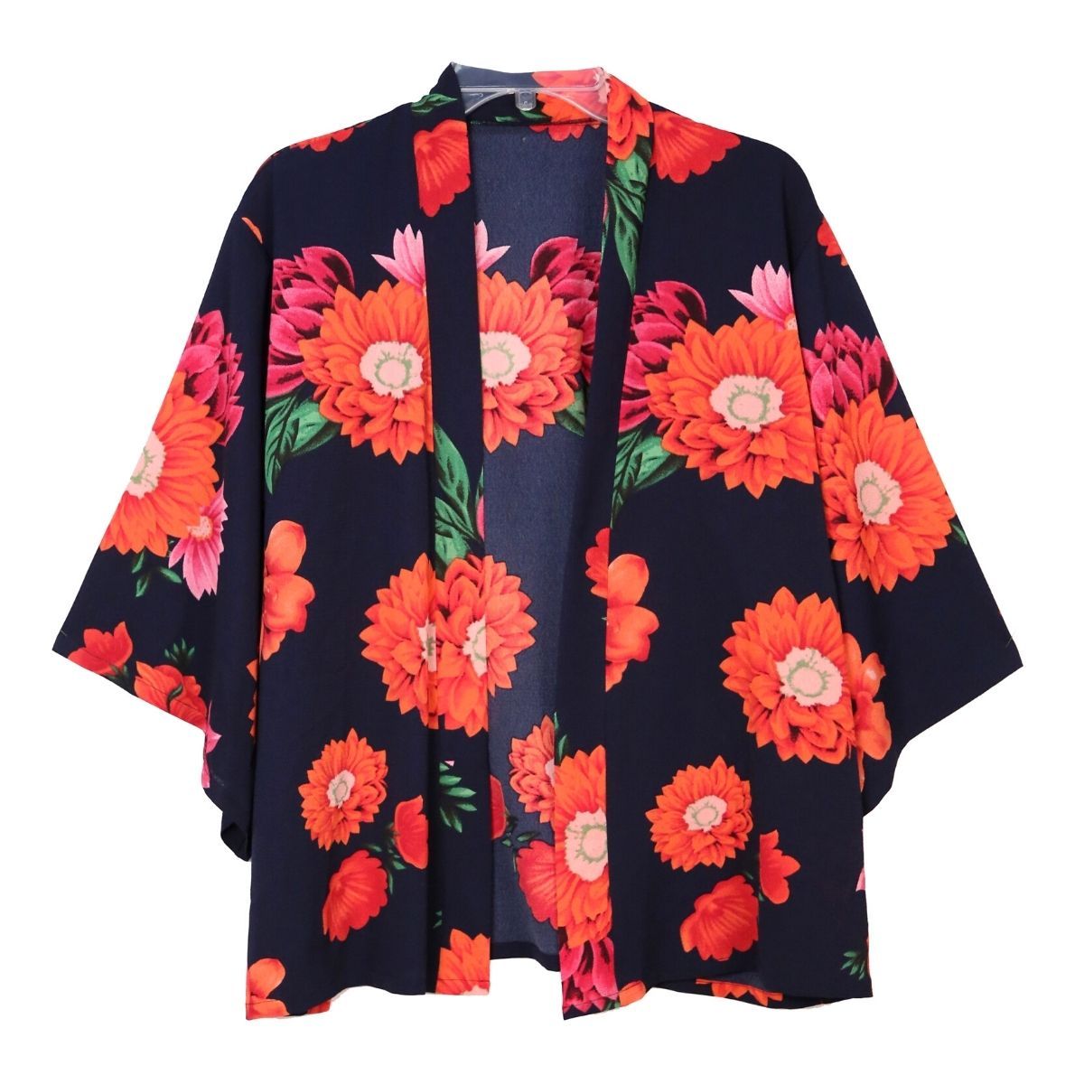 Navy Pink Flower Kimono