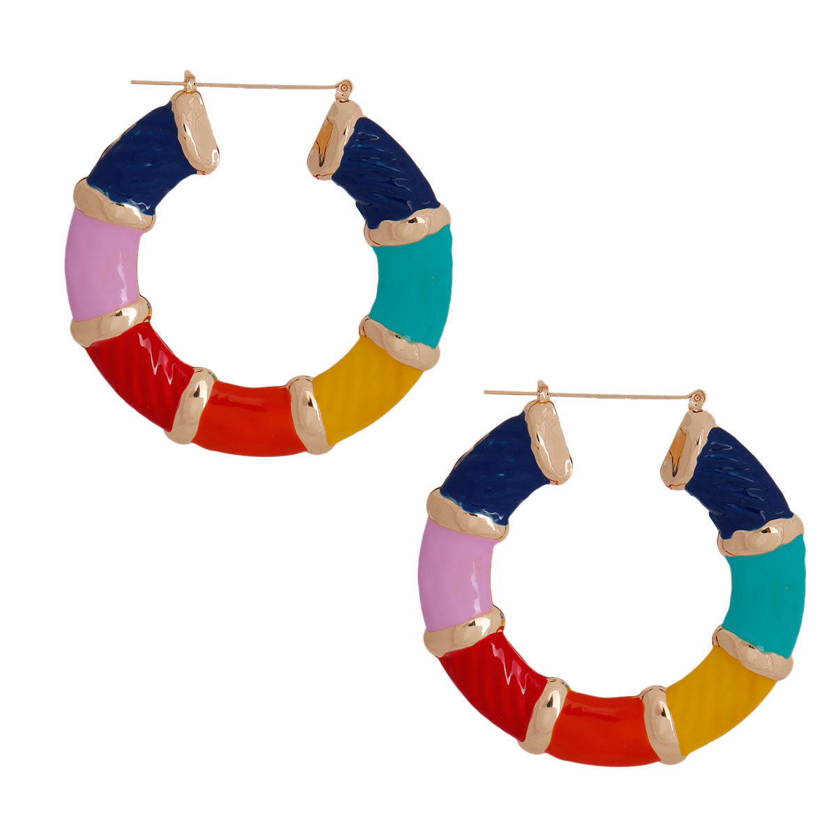 Rainbow Wide Bamboo Hoops