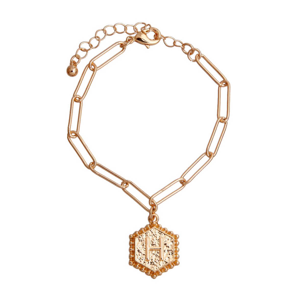 H Hexagon Initial Charm Bracelet