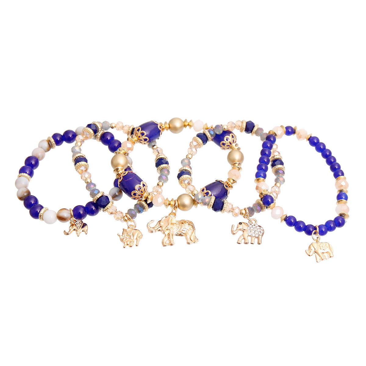 Blue Bead Elephant Bracelets