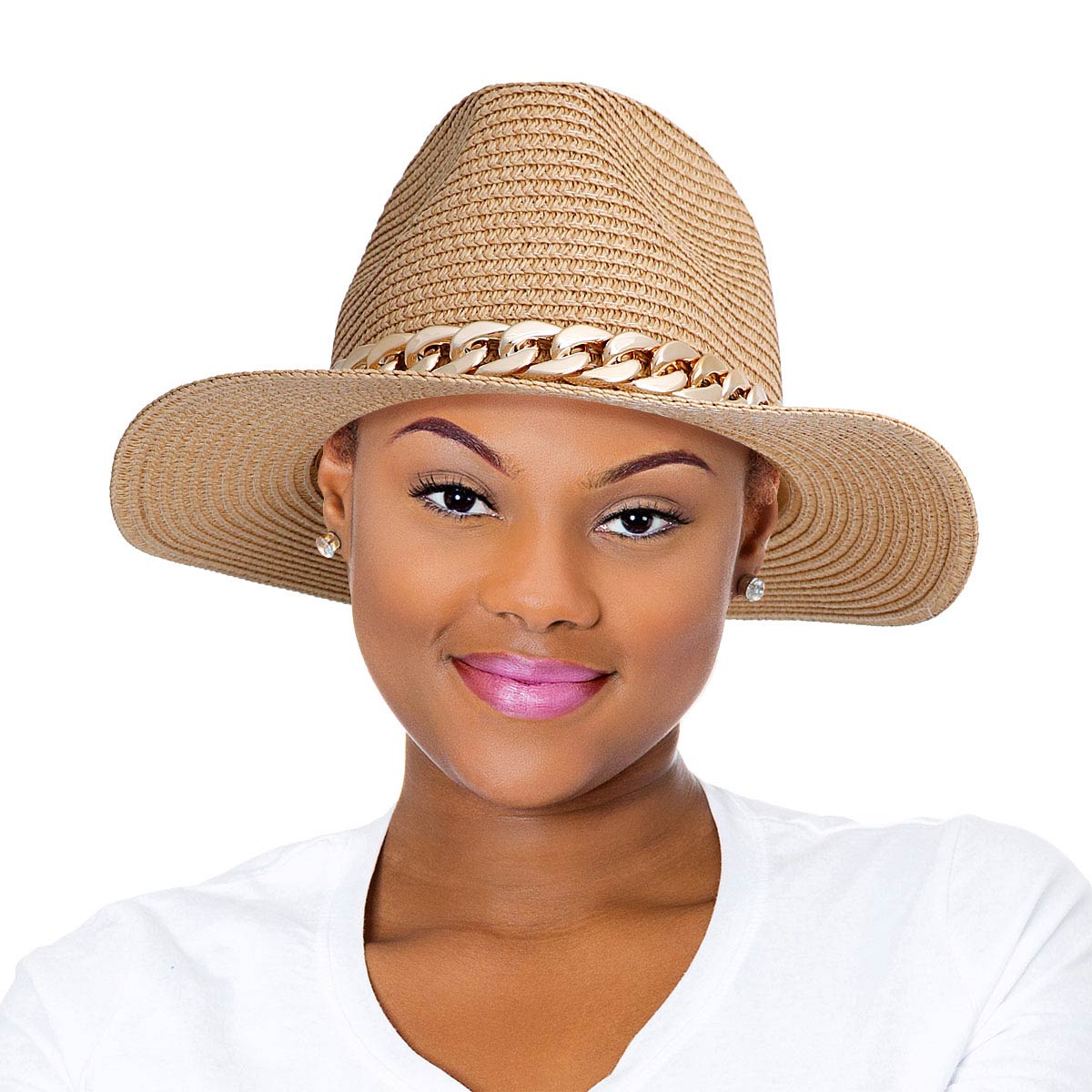 Camel Chain Band Panama Hat