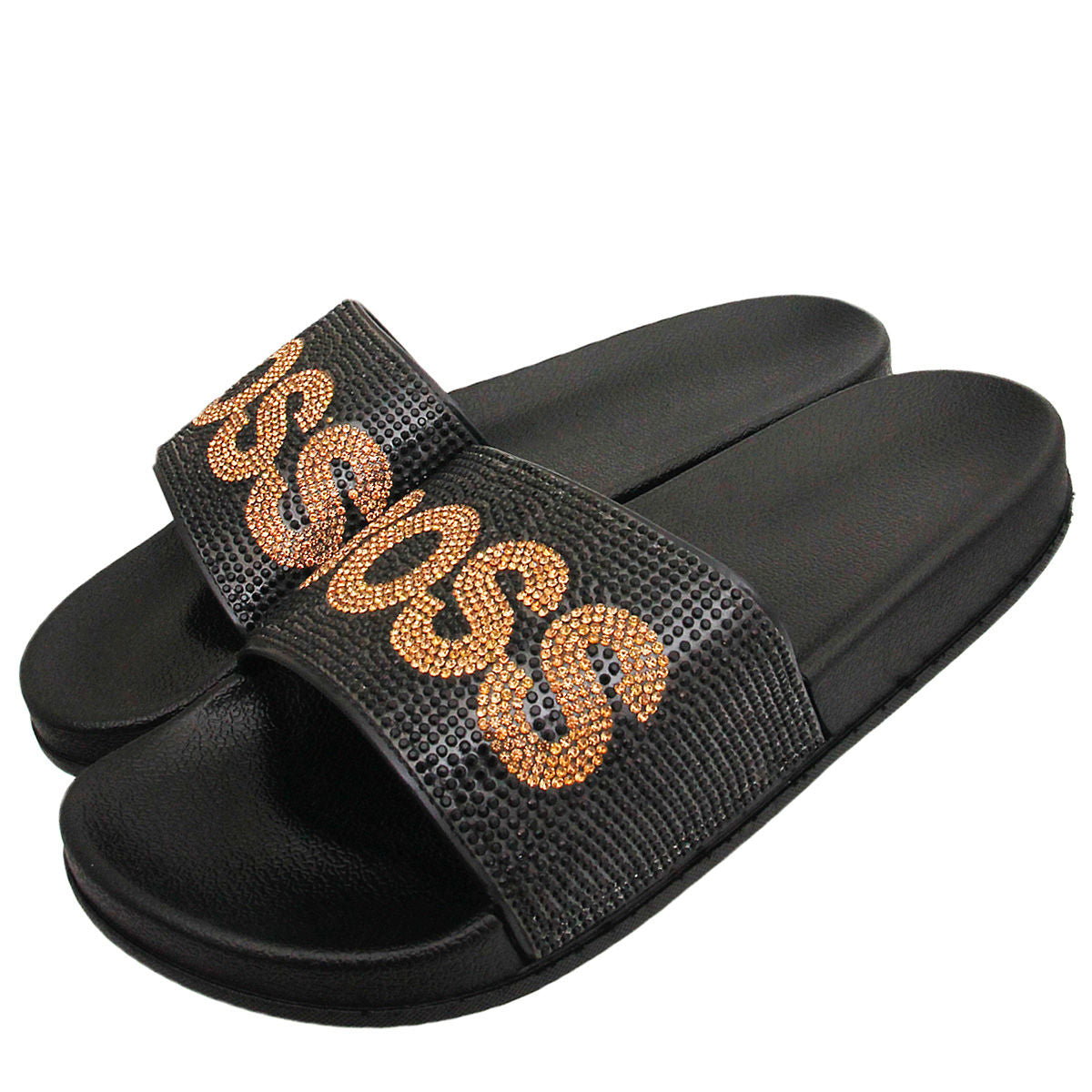 Size 7 BOSS Black Slides