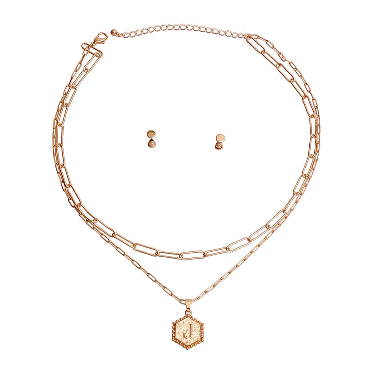 J Hexagon Initial Charm Necklace