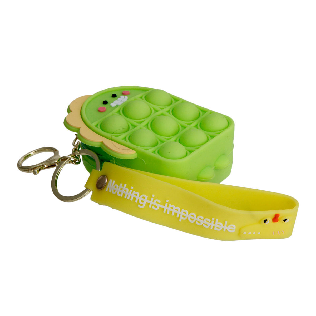 Neon Green Dino Bubble Pop Keychain