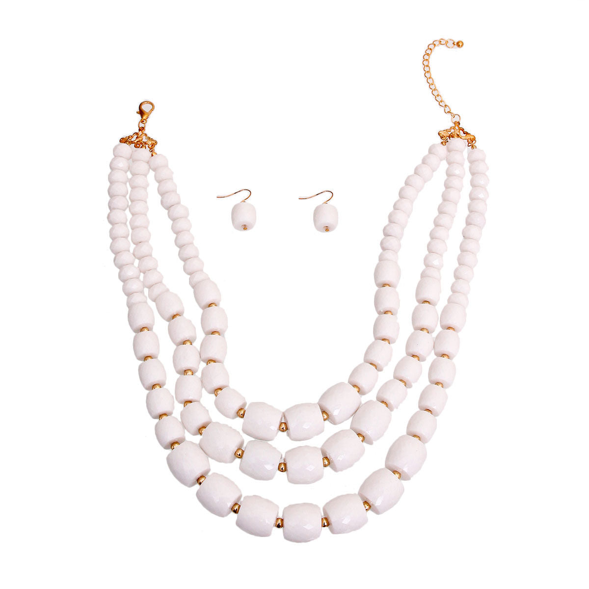 White Cylinder Bead Necklace