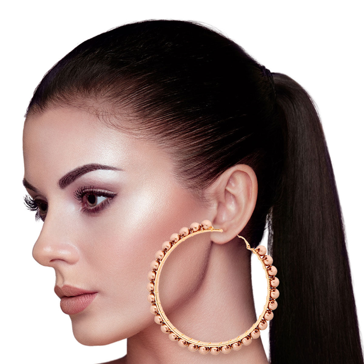 Gold Pearl Wrapped Hoops