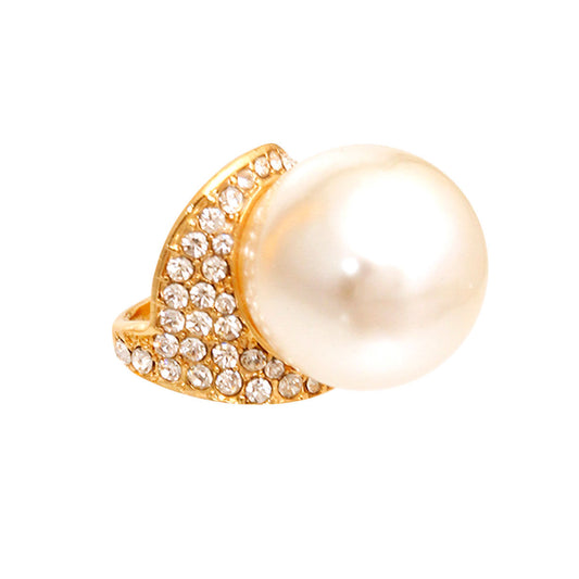 Jumbo Pearl Rhinestone Ring