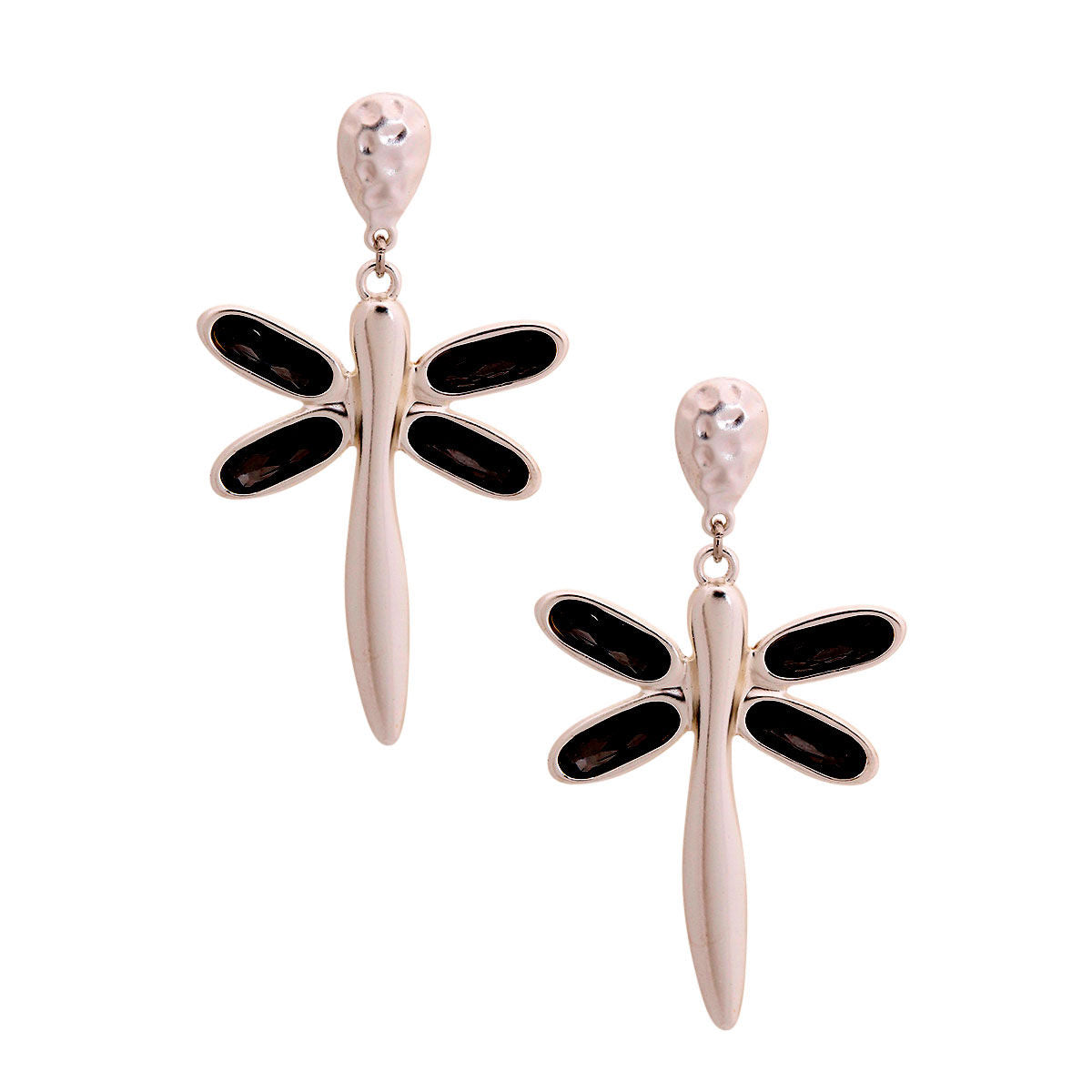 Silver Crystal Dragonfly Earrings