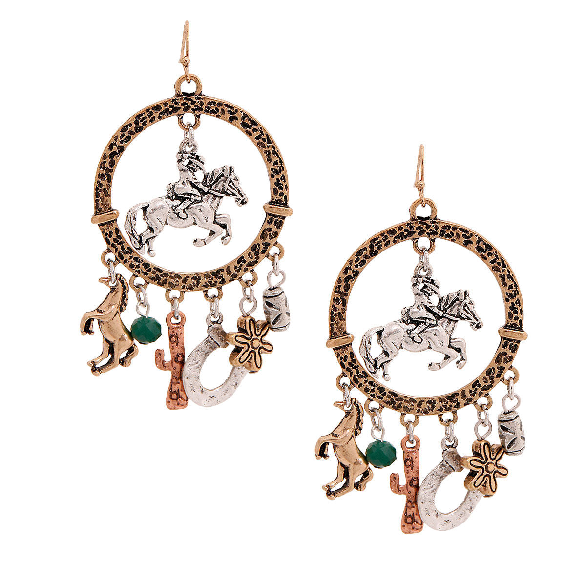 Burnished Gold Cowgirl Charm Earrings