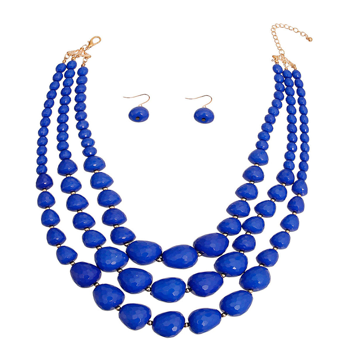 Blue Cylinder Bead Necklace