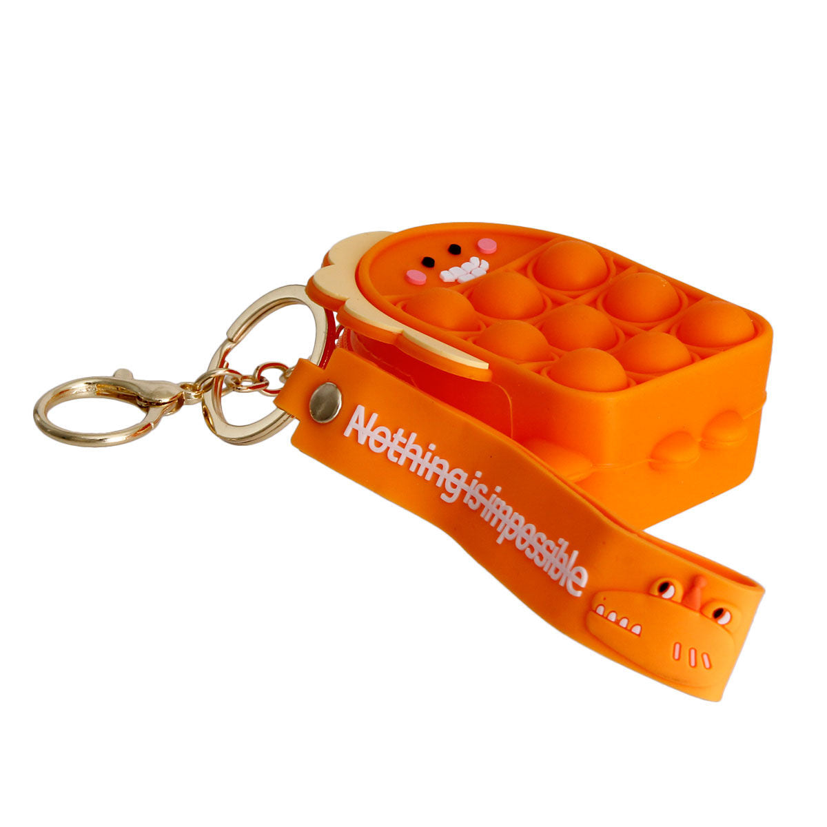 Orange Dino Bubble Pop Keychain