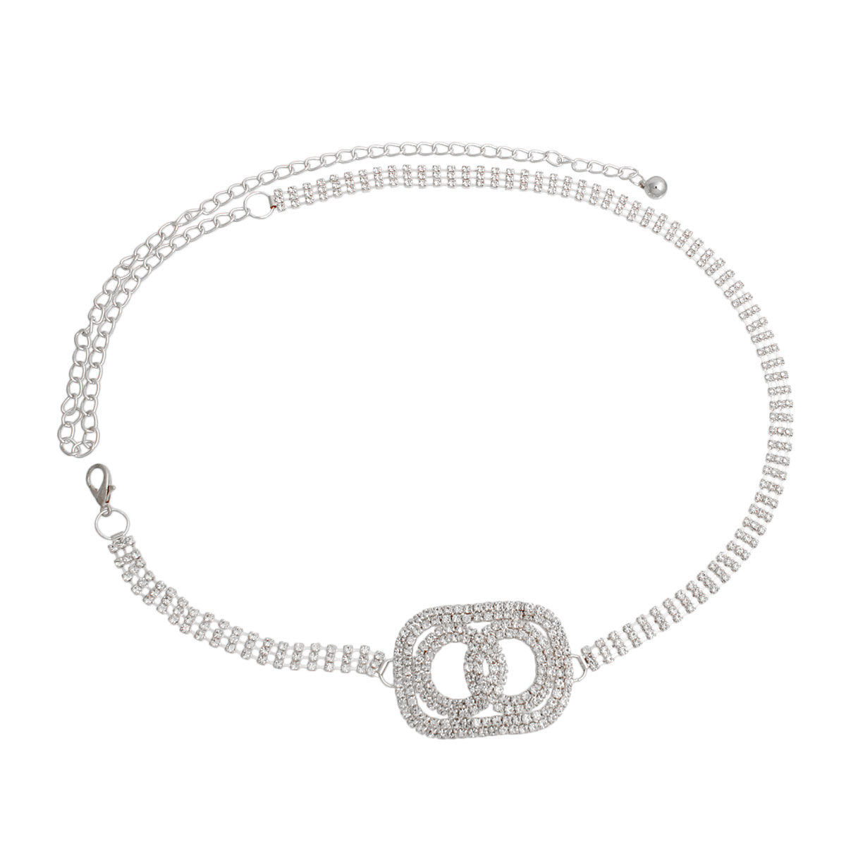 Silver Embellished Infinity Link Chain Belt