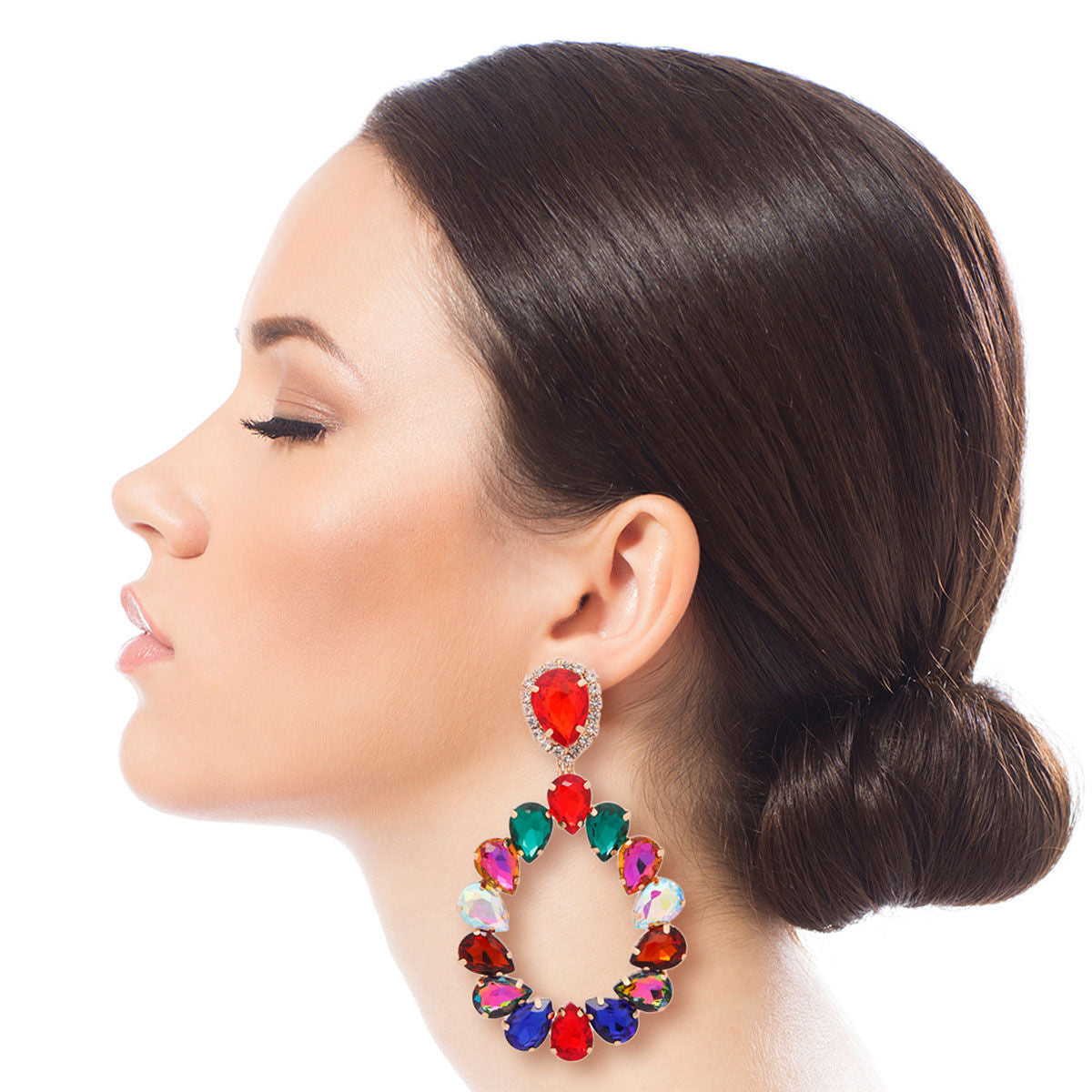 Brilliant Multi Color Crystal Teardrop Earrings