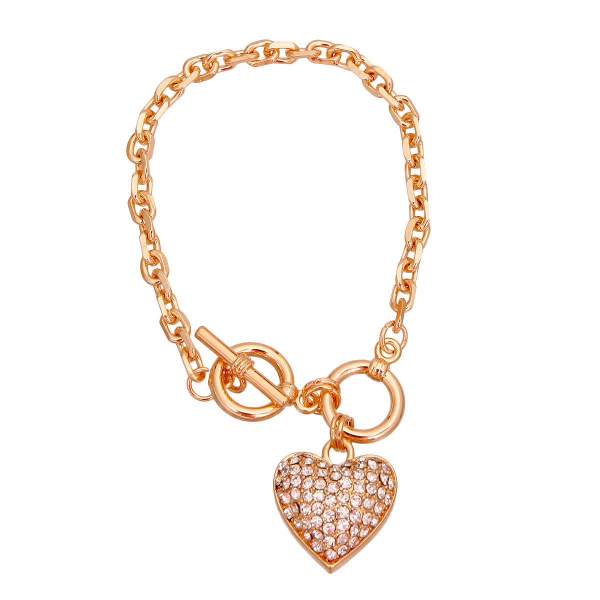 Gold Chain 3D Heart Bracelet