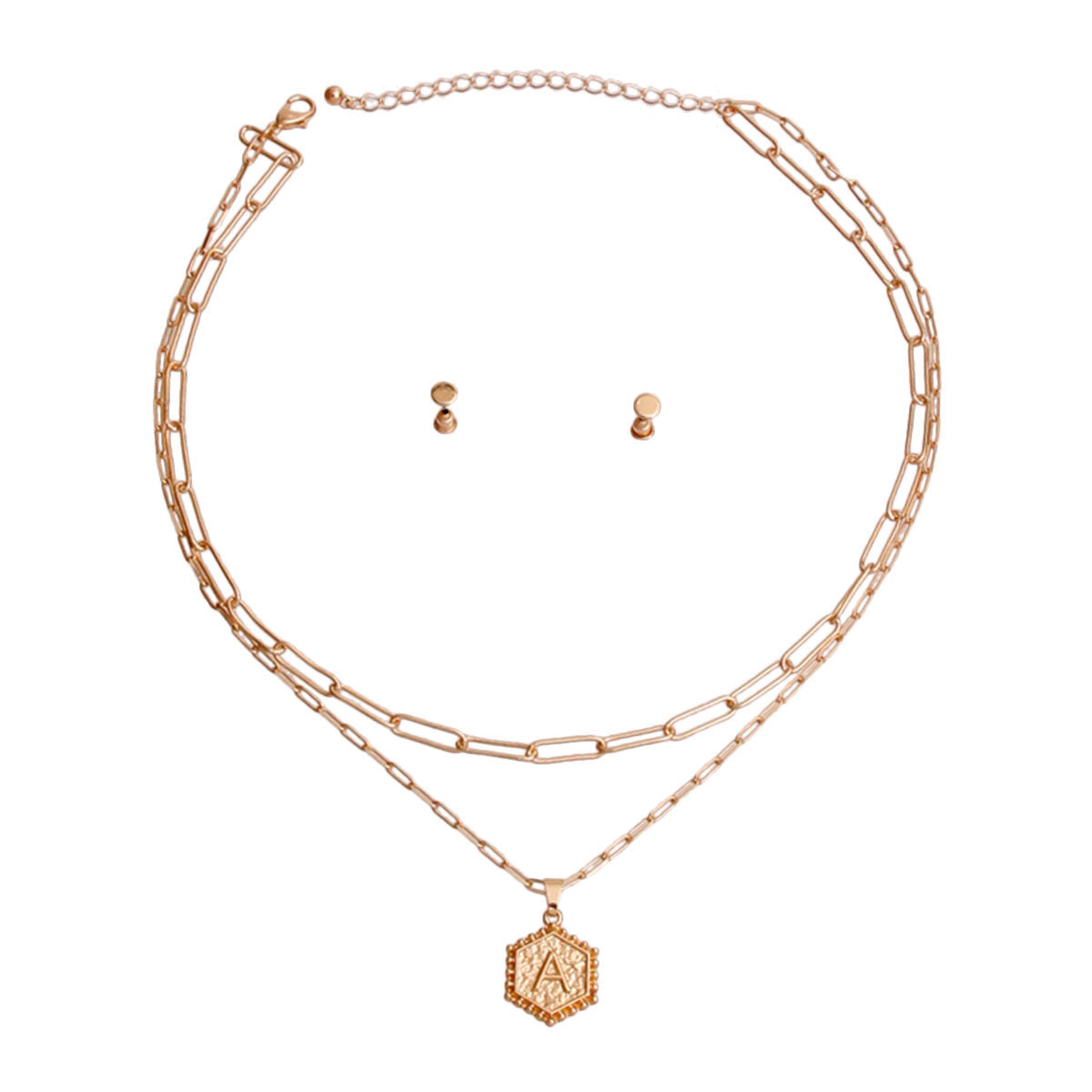 A Hexagon Initial Charm Necklace