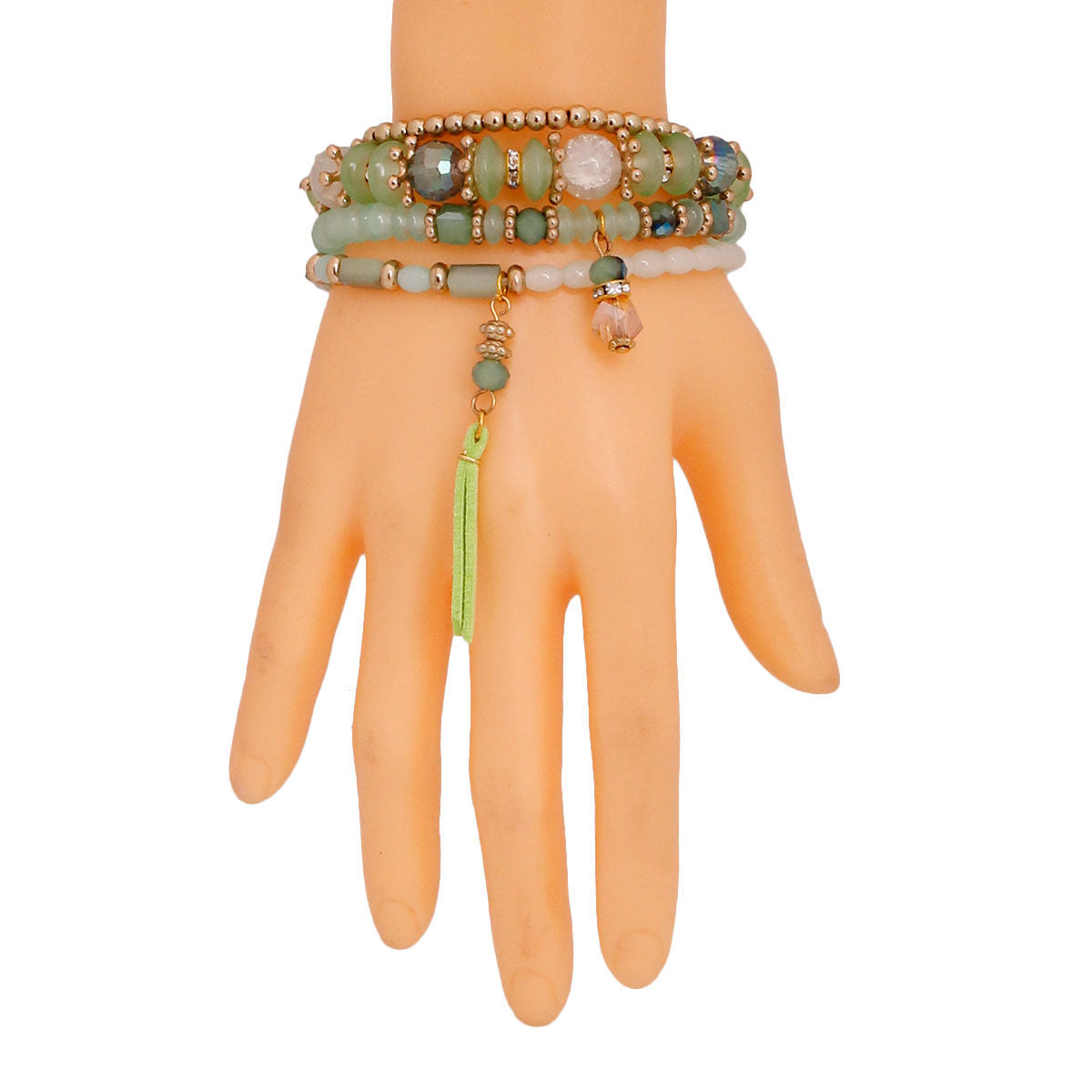 Green Glass Bead 4 Pcs Bracelets