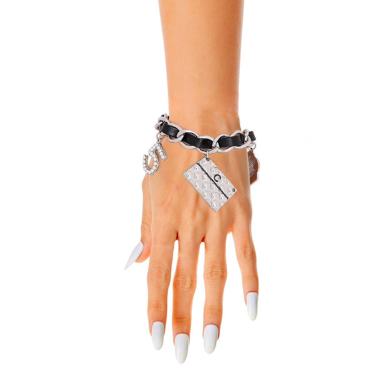 Designer CC Charms Silver Black Bracelets
