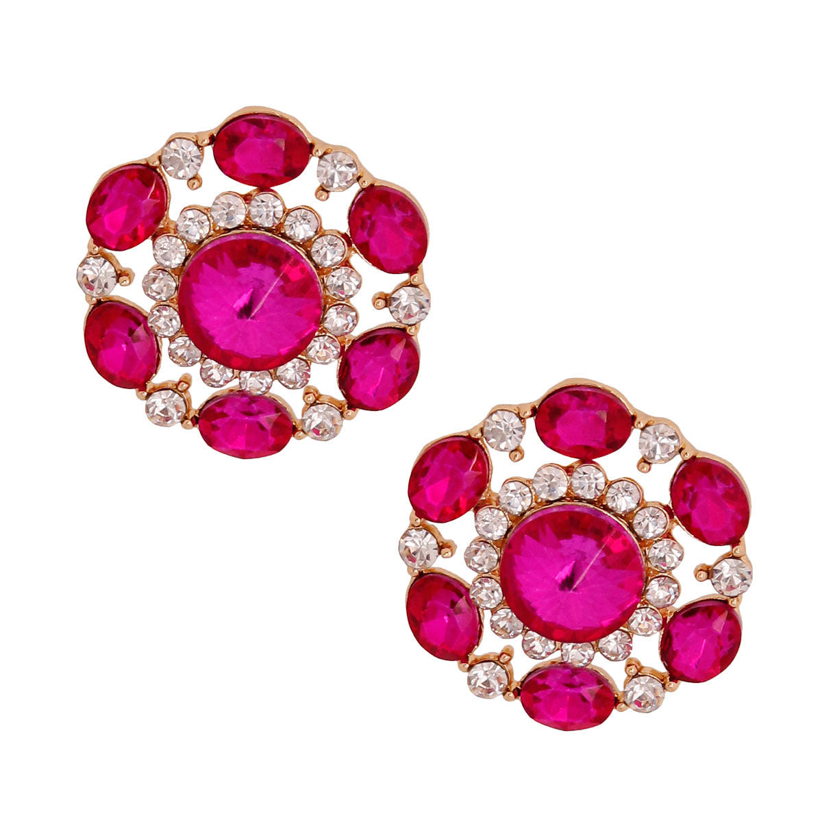 Fuchsia Crystal Circle Studs