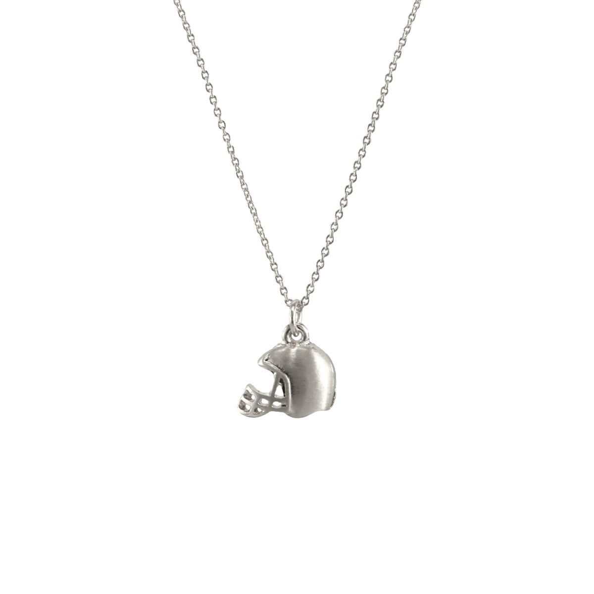 Matte Silver Football Helmet Necklace