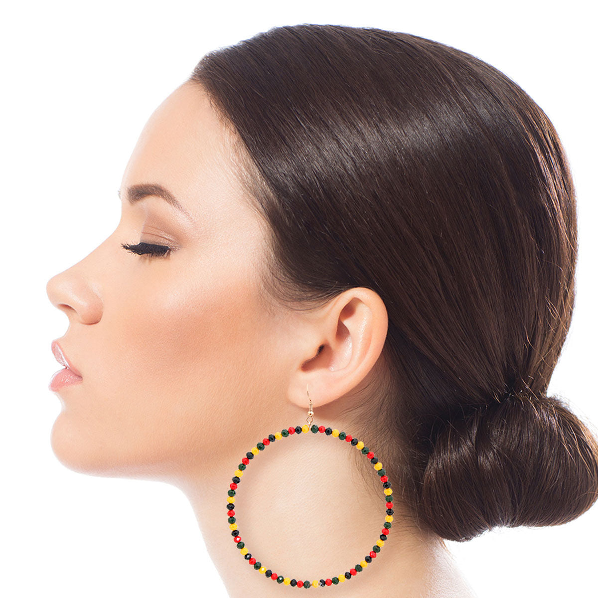 Tribal Color Bead Drop Hoops