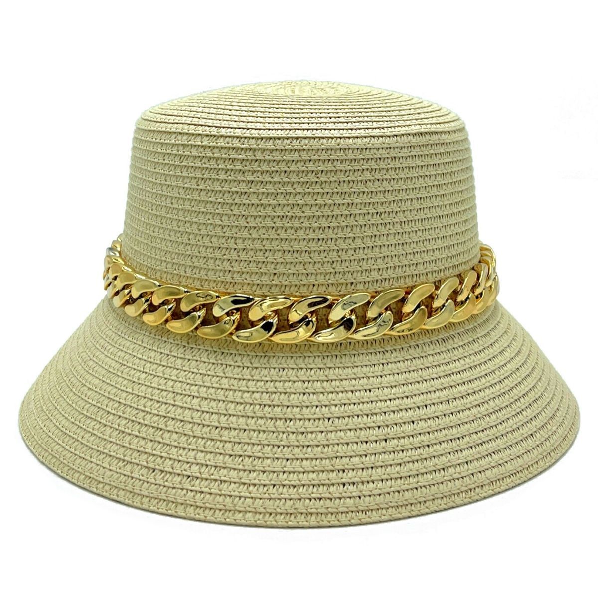 Gold Chain Beige Bucket Hat