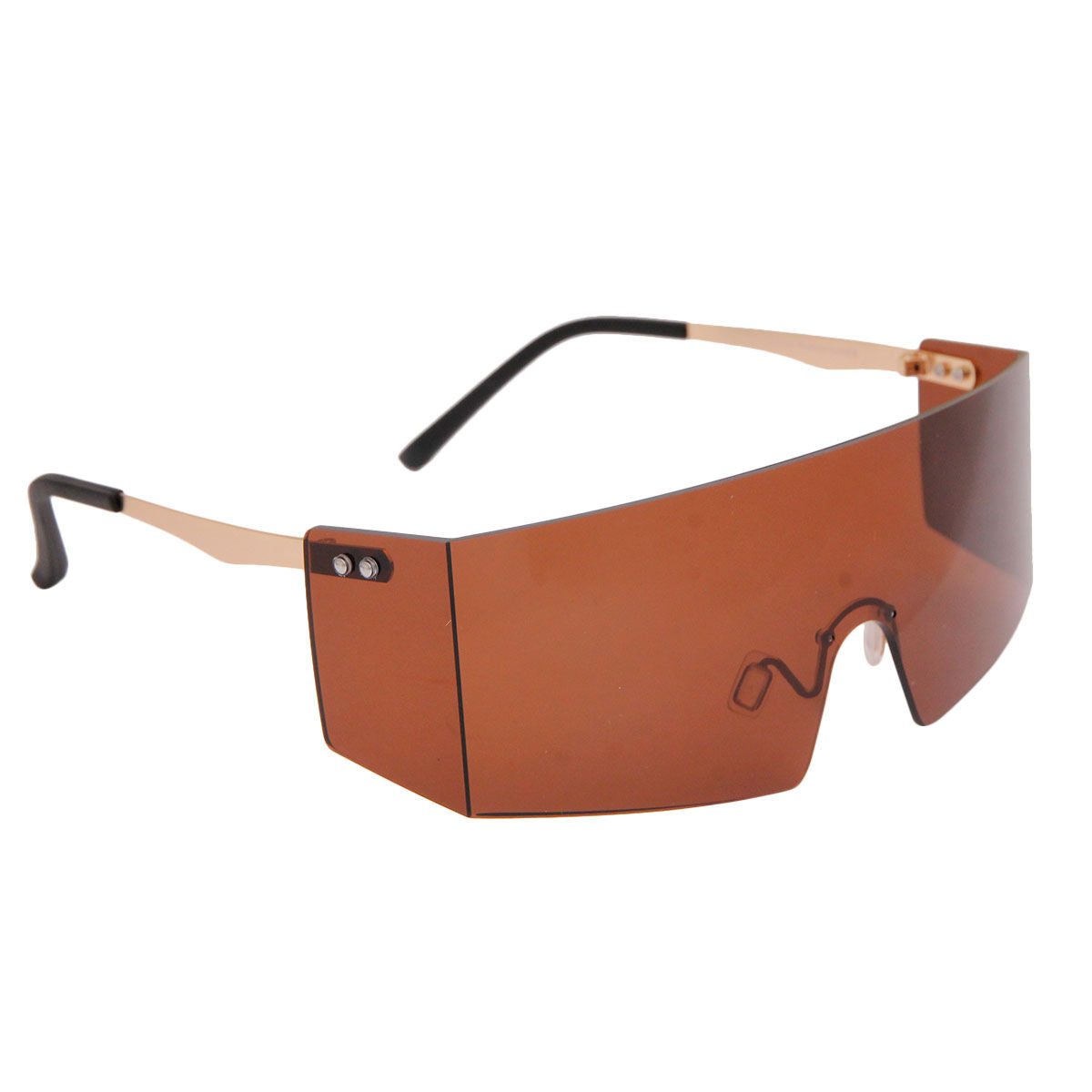 Brown Rimless Square Visor Sunglasses