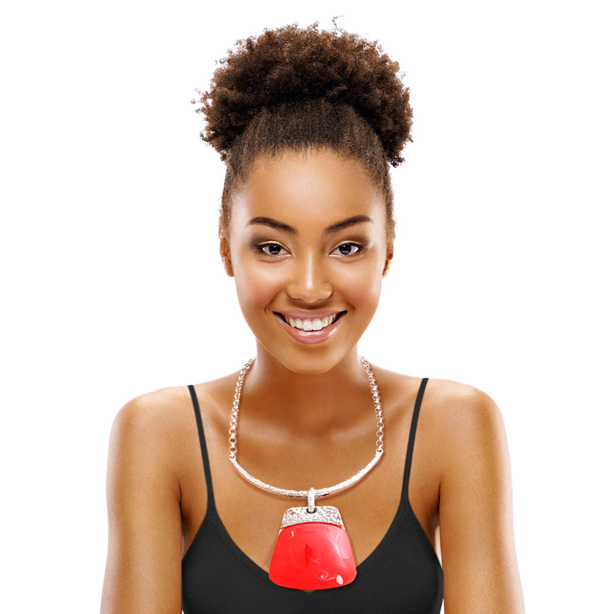 Red Trapezoid Pendant Necklace