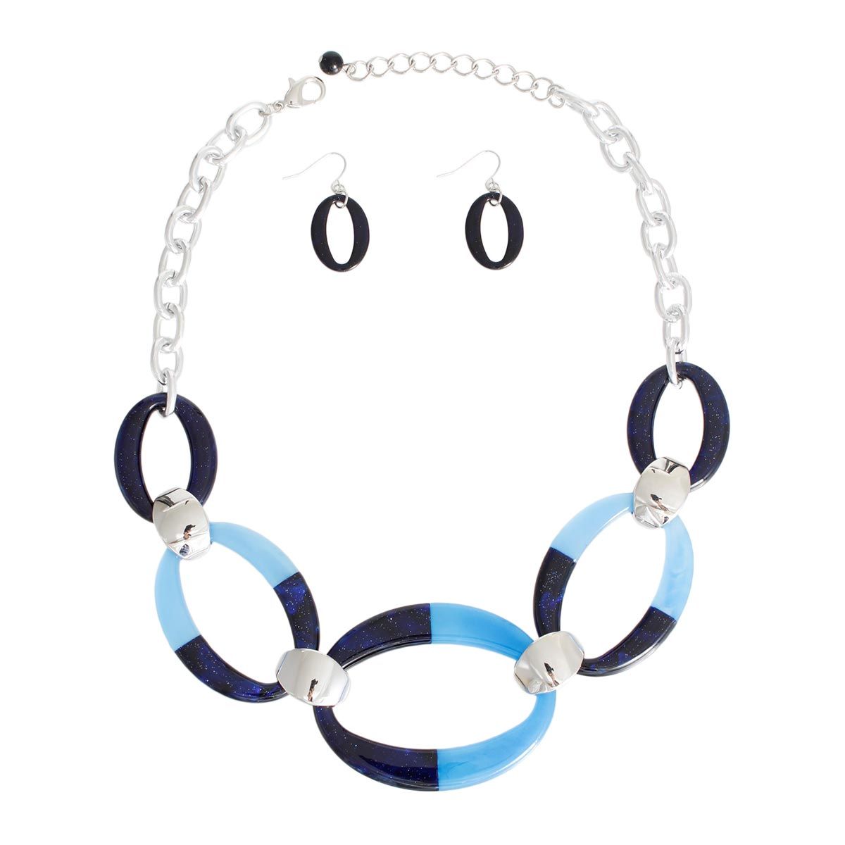 Blue Oval Link Necklace
