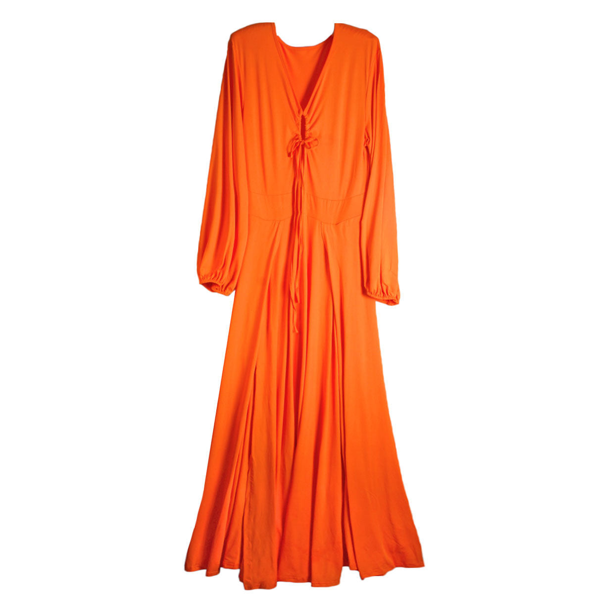 3XL Bright Orange Sexy Slit Dress