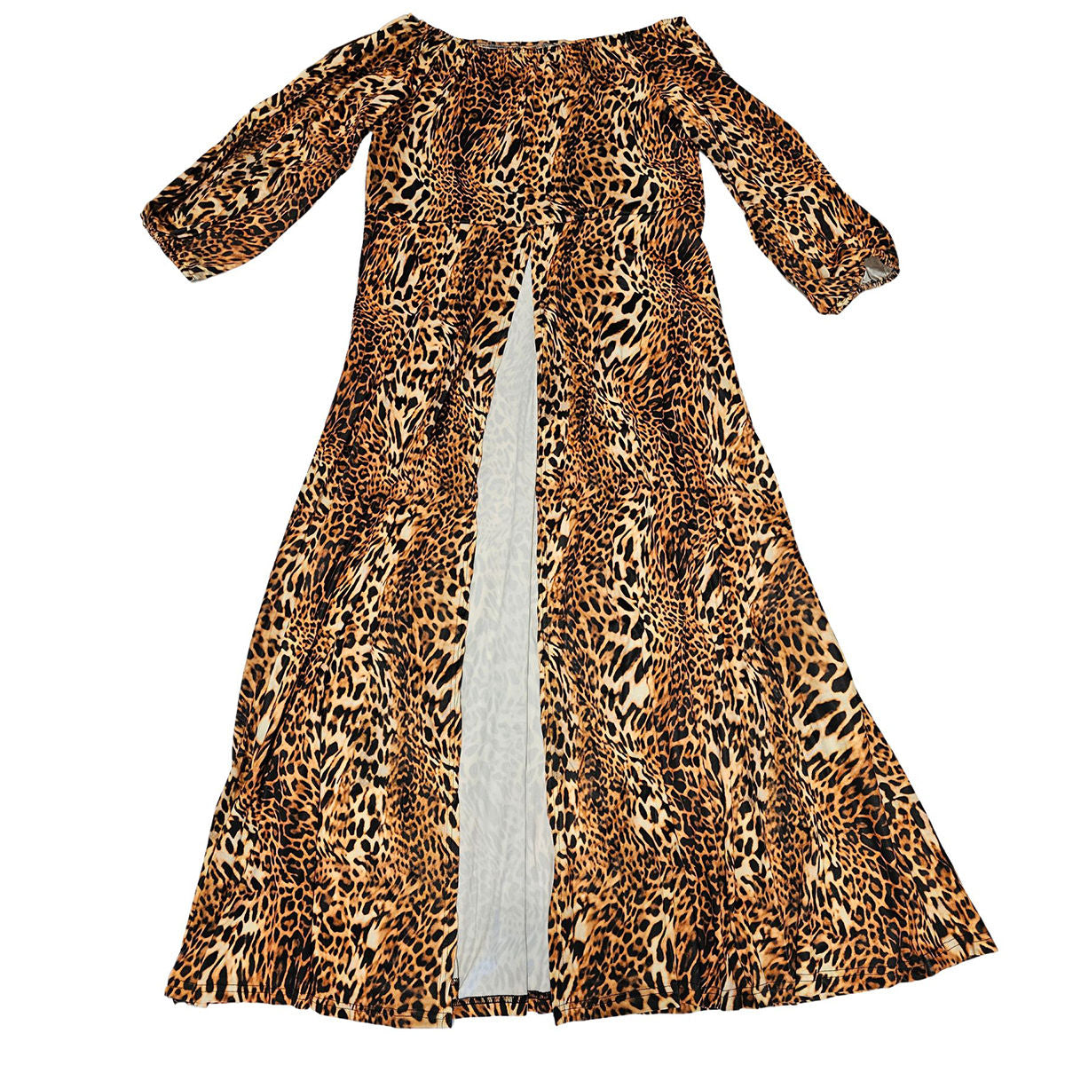 4XL Leopard Split Maxi Dress