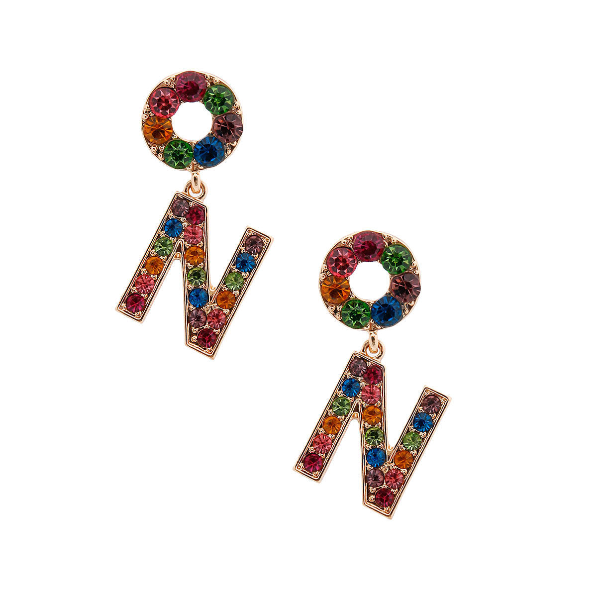 Multi Color Dangling N Designer Earrings