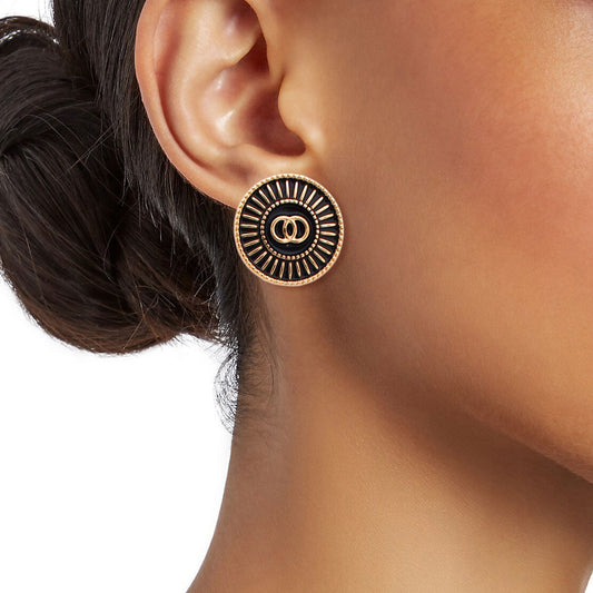 Gold and Black Sunburst Infinity Studs