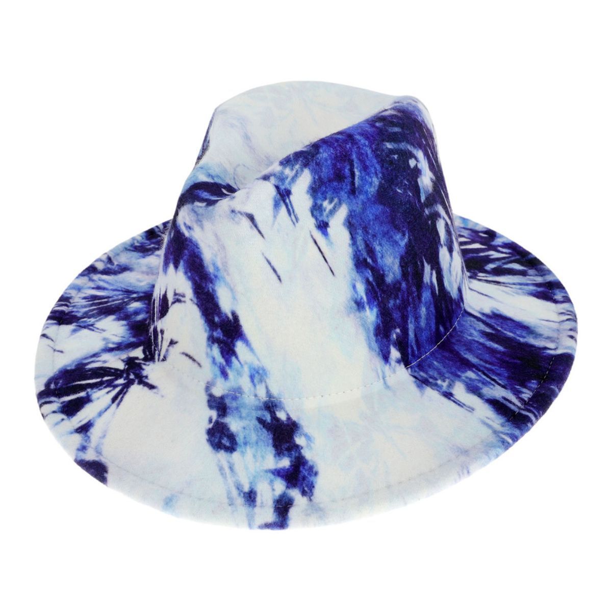 Blue White Tie Dye Fedora