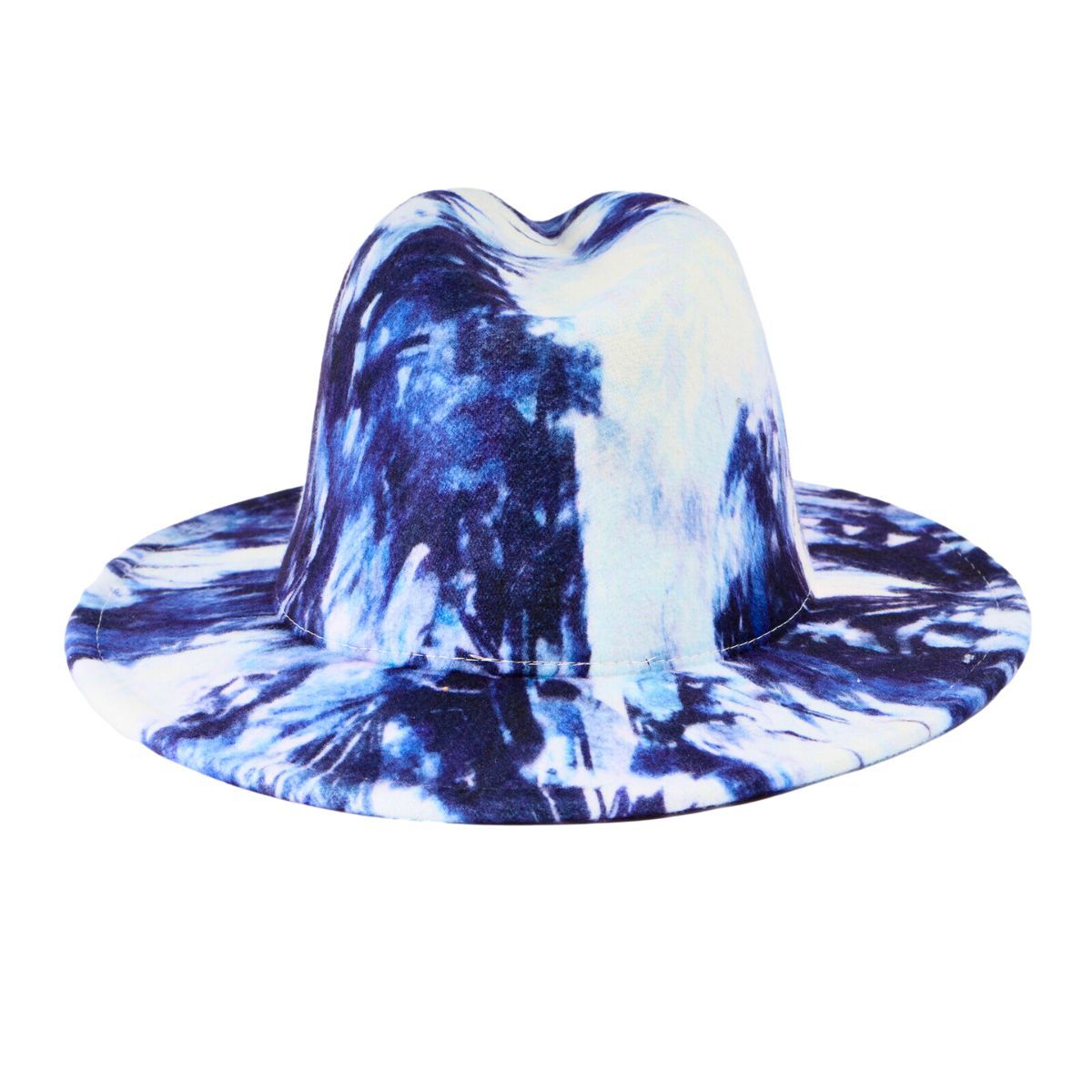 Blue White Tie Dye Fedora