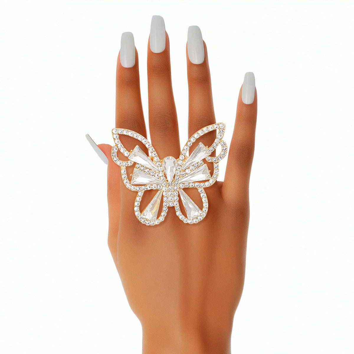 Ring Gold Butterfly Crystal Stretch for Women