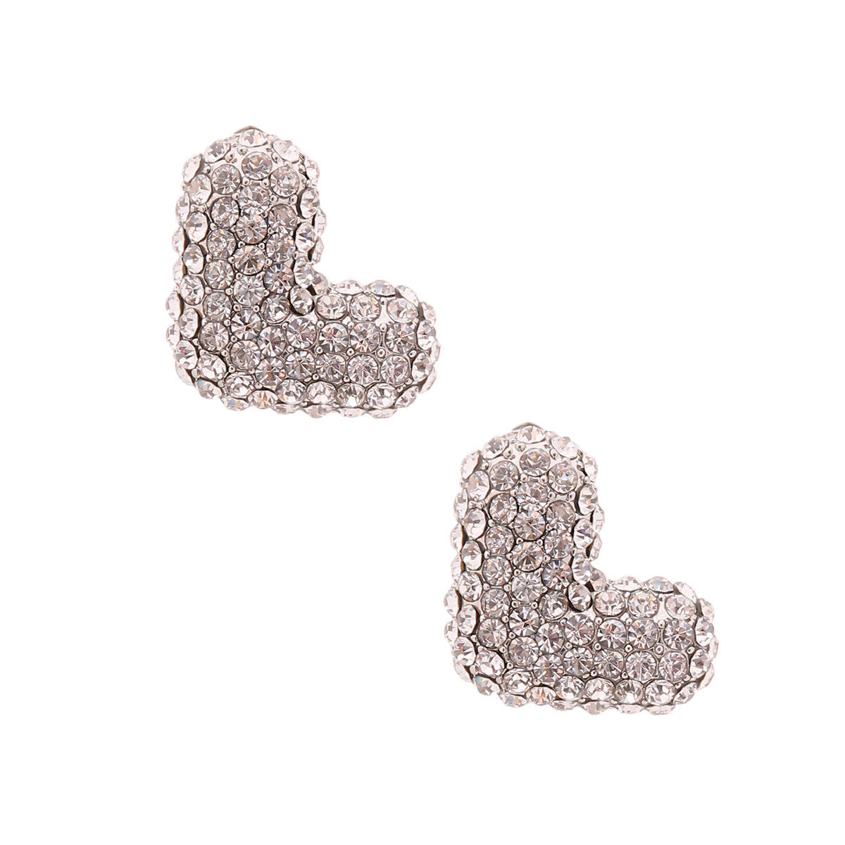 L Rhinestone Silver Studs