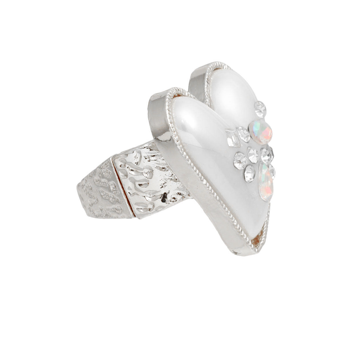 Silver Pearl Heart Ring