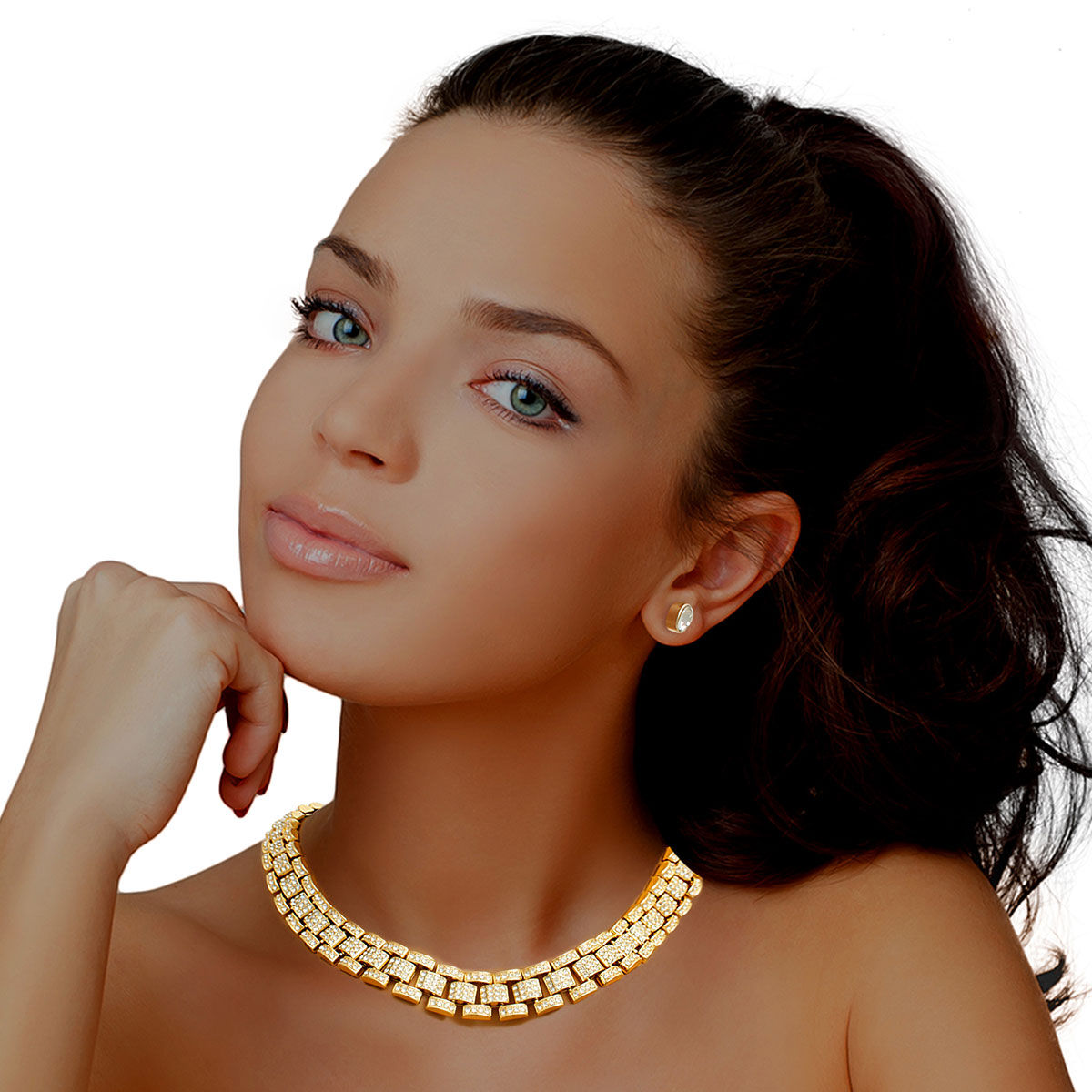 Iced Gold Watch Band Chain Necklace
