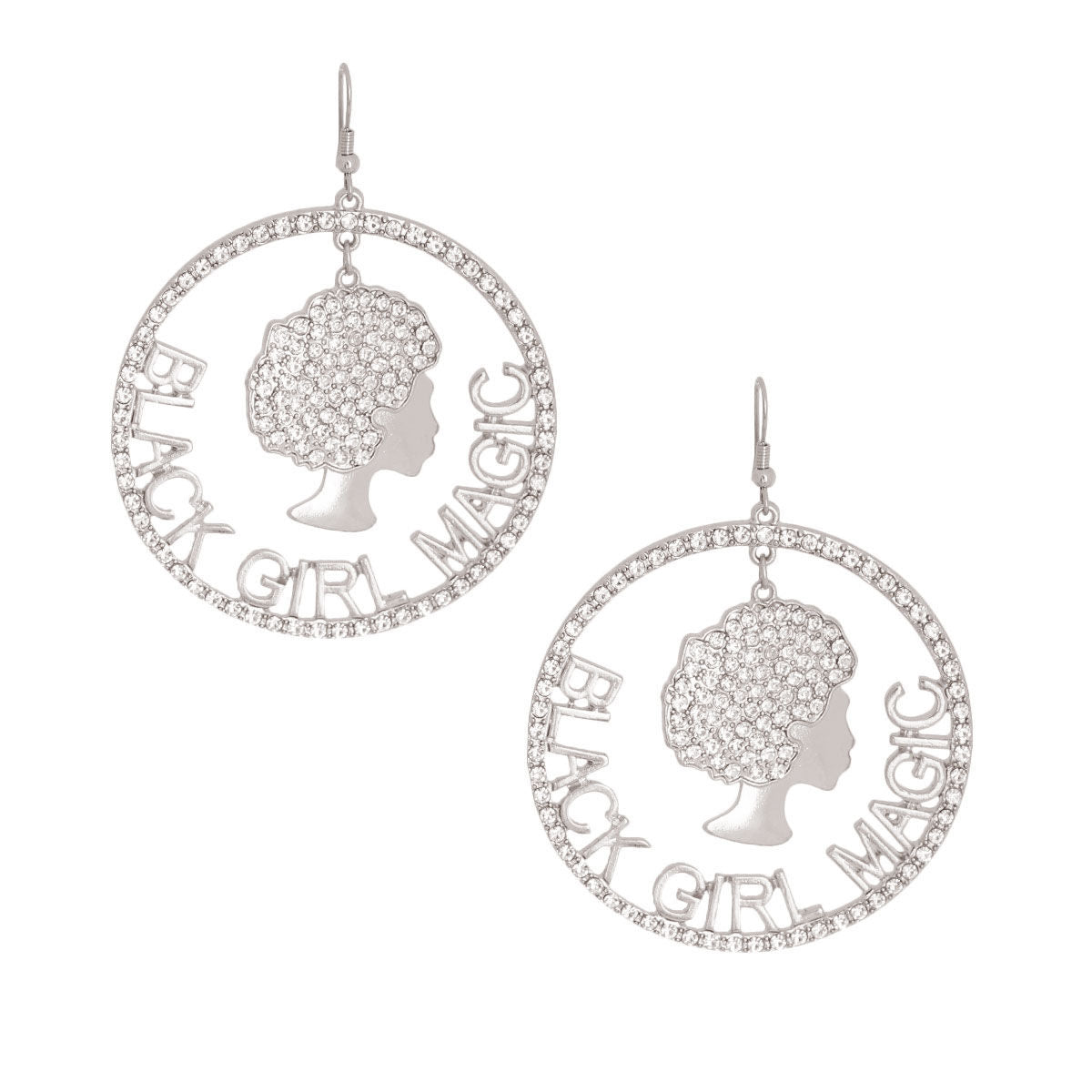 Silver Black Girl Magic Earrings