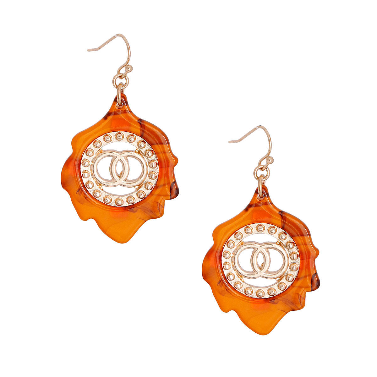 Tortoiseshell Designer Logo Earrings