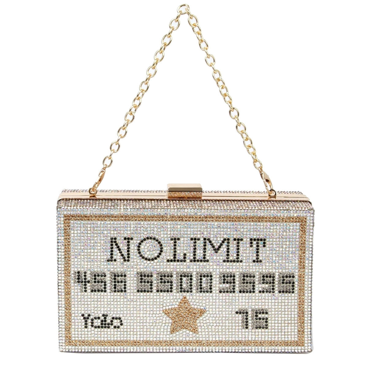 Silver No Limit Card Bling Clutch