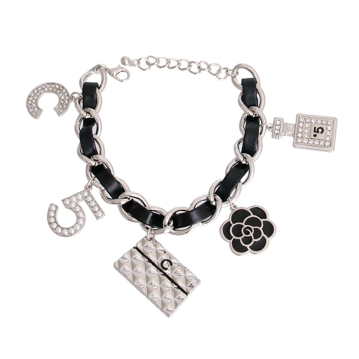 Designer CC Charms Silver Black Bracelets