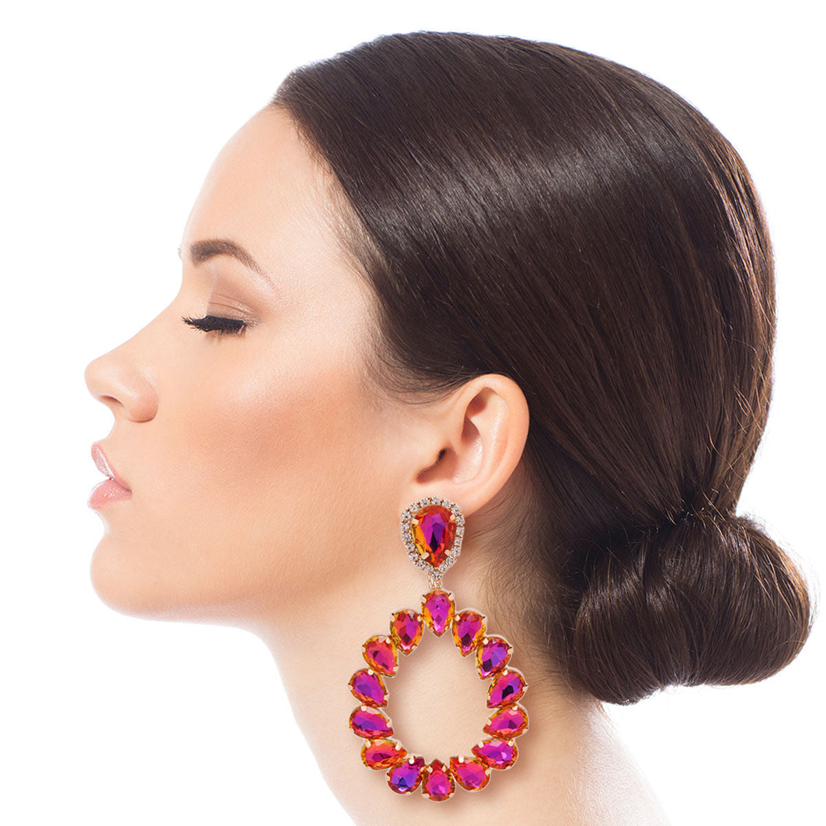 Brilliant Purple Crystal Teardrop Earrings