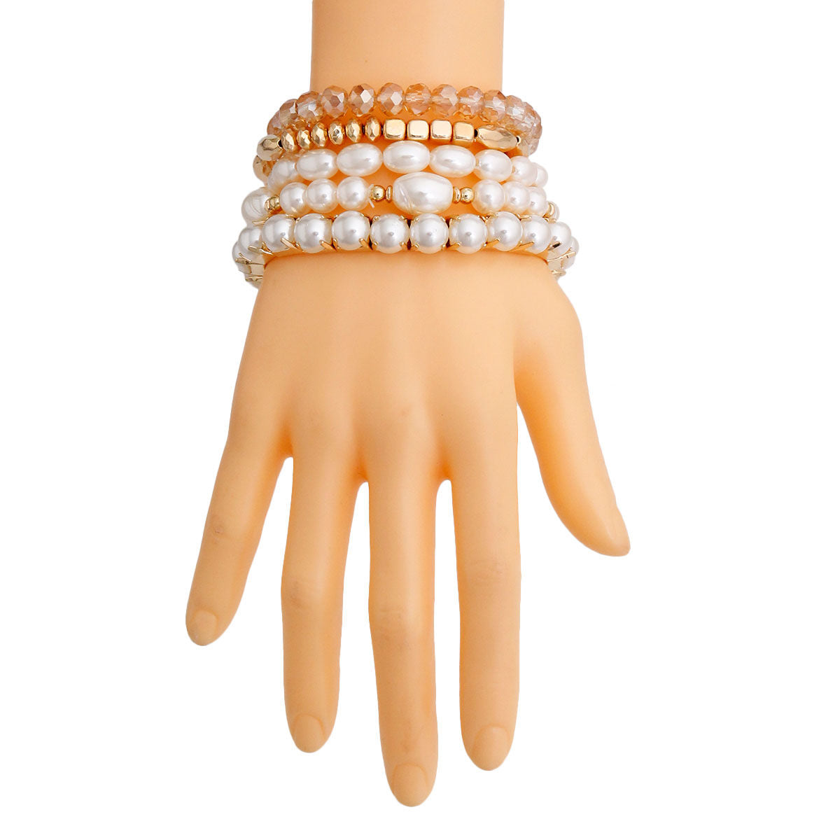 Cream Pearl and Glass Beads Bracelets