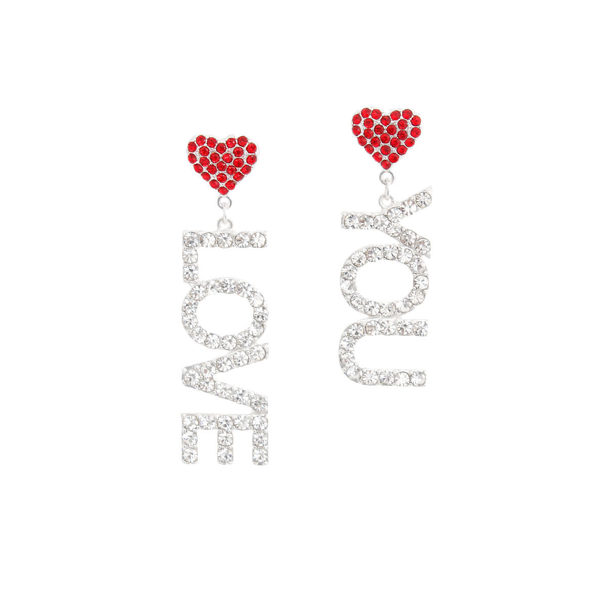 Red Silver LOVE YOU Earrings