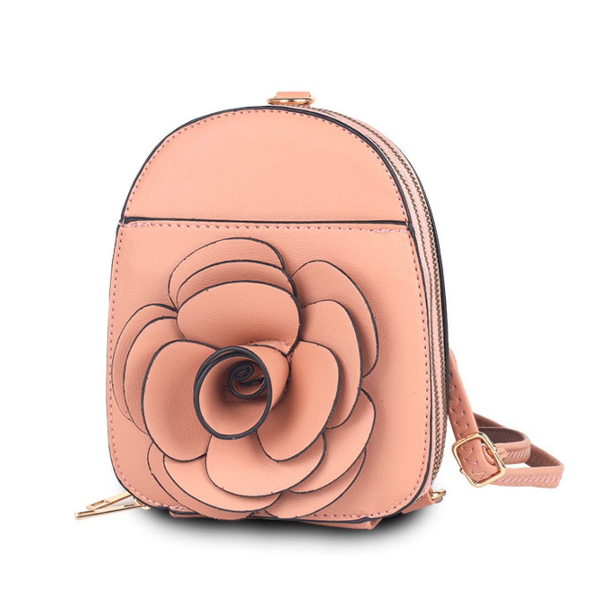 Mauve Pink Flower Mini Backpack