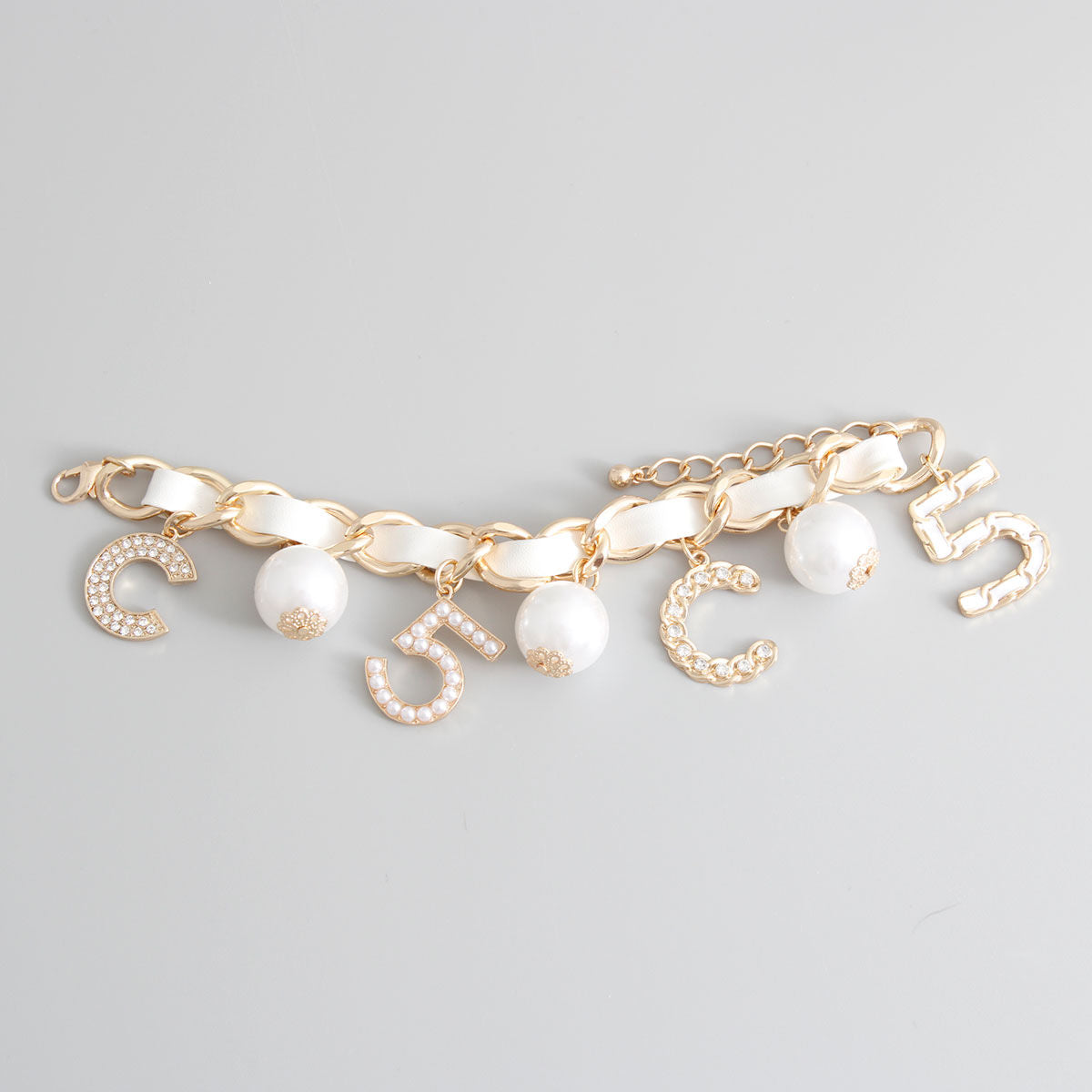 White Gold Chain Pearl Bracelet