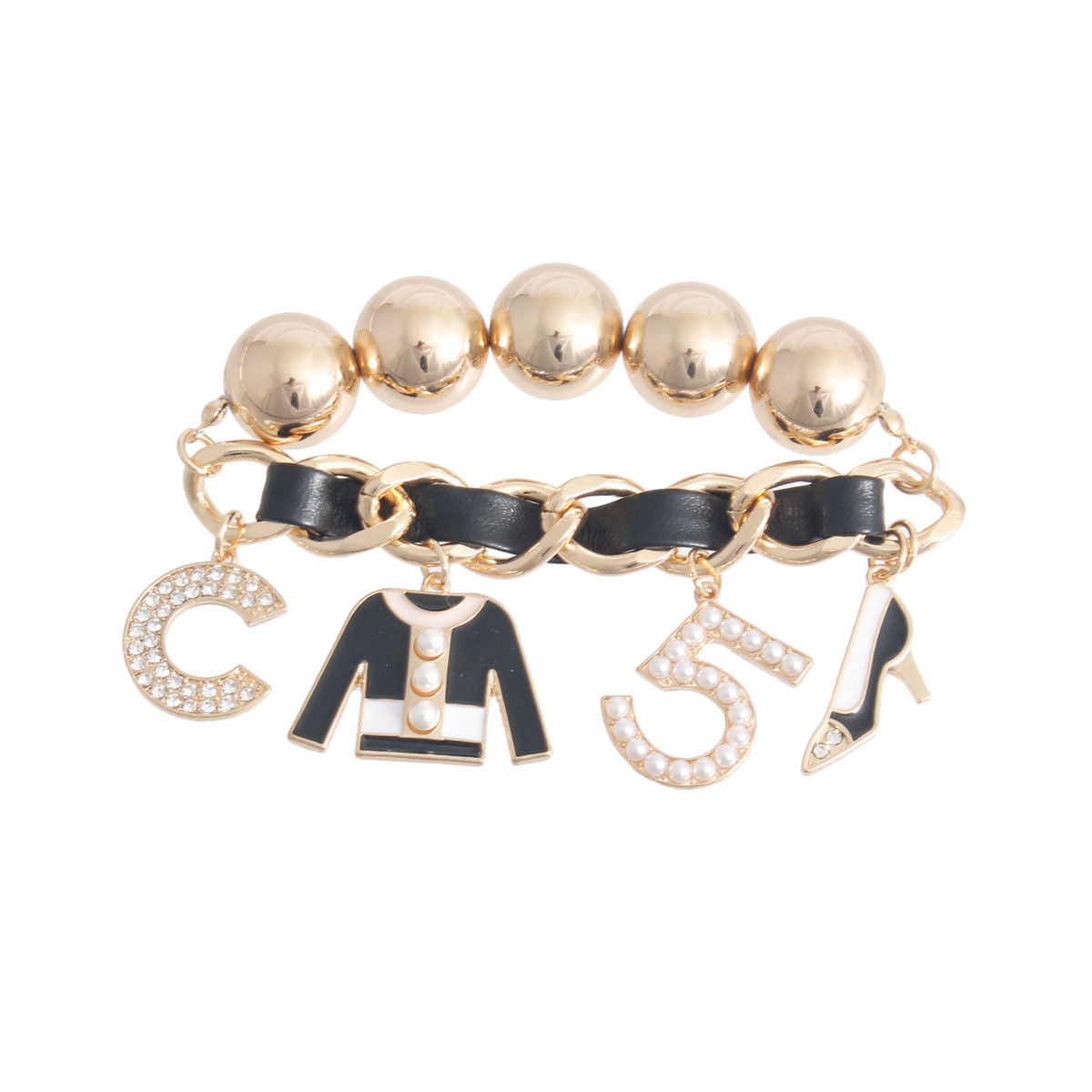 Black & Gold Glam: 5 Charm Bracelet