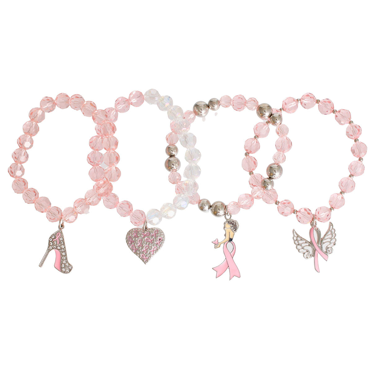 Light Pink Cancer Charm Bracelets
