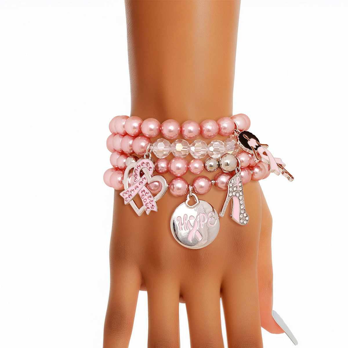 Light Pink Pearl Cancer Bracelets